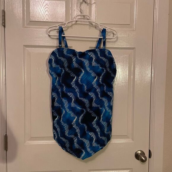 Swimsuits For All Size 18 Tankini Bikini Swimwear Top Blue White Plus Size - Picture 2 of 10
